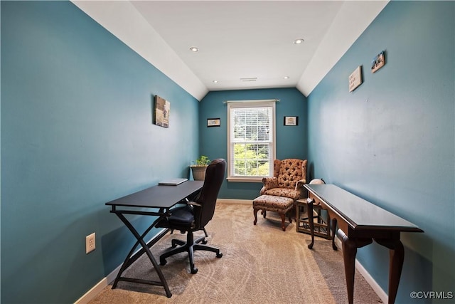 2024 Rose Family Dr, Midlothian, VA 23112 - carpeted office featuring vaulted ceiling and recessed lighting