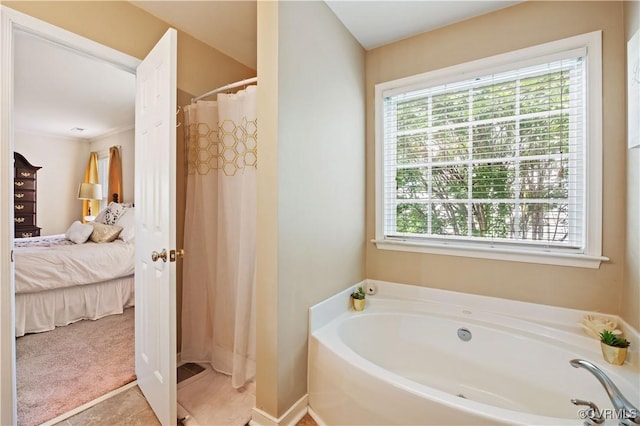 2024 Rose Family Dr, Midlothian, VA 23112 - ensuite bathroom with a bath, curtained shower, and tile patterned floors