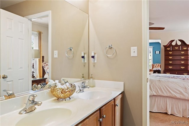 2024 Rose Family Dr, Midlothian, VA 23112 - bathroom with connected bathroom, crown molding, and double vanity