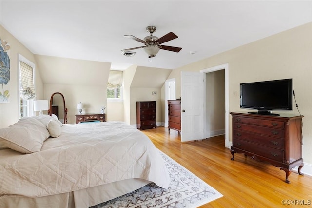 2740 Rettig Rd, Richmond, VA 23225 - bedroom featuring light wood-style floors, ceiling fan, and lofted ceiling