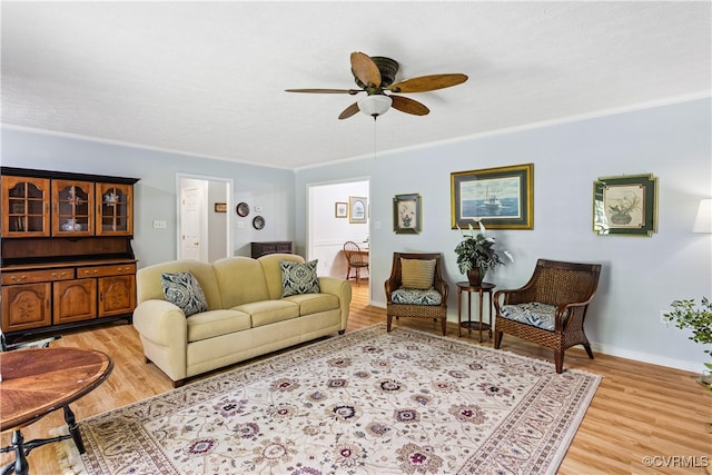 3826 Minitree Glen Dr, Providence Forge, VA 23140 - living area with ceiling fan, light wood-style floors, and ornamental molding