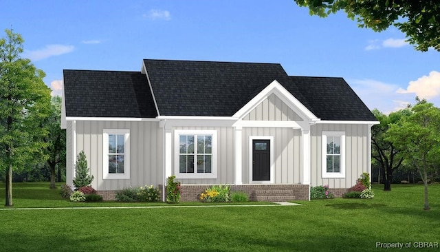 TBD Snows Cove Ln, Lottsburg, VA 22511 - view of front of house featuring board and batten siding, a front yard, and roof with shingles