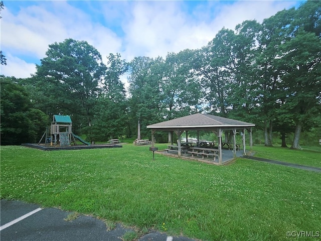 425 Palomino Dr, Louisa, VA 23093 - view of home's community with a gazebo, a lawn, a playground, and a detached carport