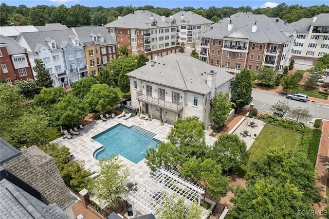 1231 Byrd Ave Unit 2C, Henrico, VA 23226 - aerial view of residential area featuring a pool