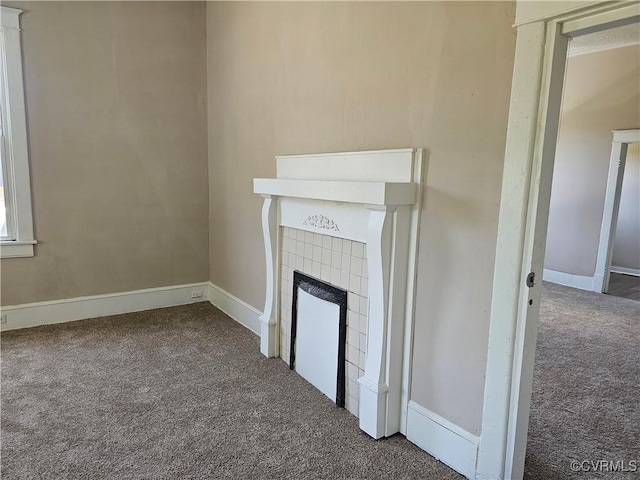 116 Fairfax Ave, Colonial Heights, VA 23834 - unfurnished living room with carpet flooring and a tiled fireplace