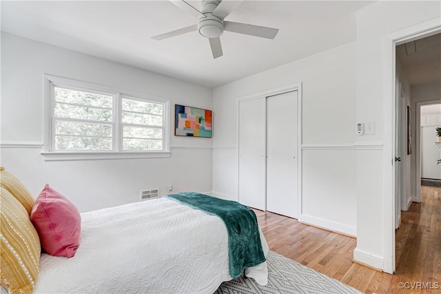 7654 Cherokee Rd, Richmond, VA 23225 - bedroom featuring wood finished floors, a closet, attic access, and ceiling fan