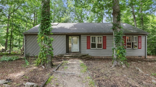 4804 Hackney Rd, Richmond, VA 23234 - view of front of property with a shingled roof and crawl space