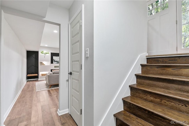 2914 Griffin Ave, Richmond, VA 23222 - stairs with wood finished floors, healthy amount of natural light, and recessed lighting