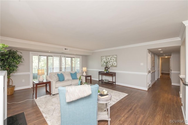 2956 Hathaway Rd Unit U606, Richmond, VA 23225 - living area with dark wood-style floors and ornamental molding
