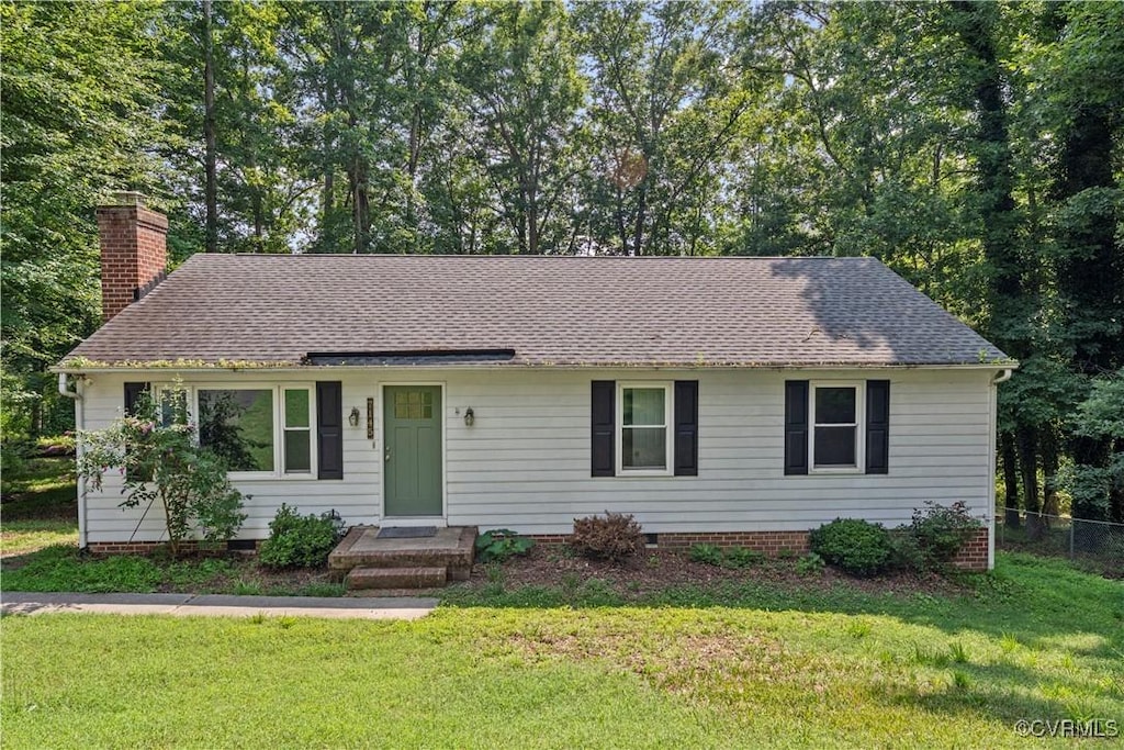 7145 Foxbernie Dr, Mechanicsville, VA 23111 - view of front of property featuring a chimney, a shingled roof, and crawl space