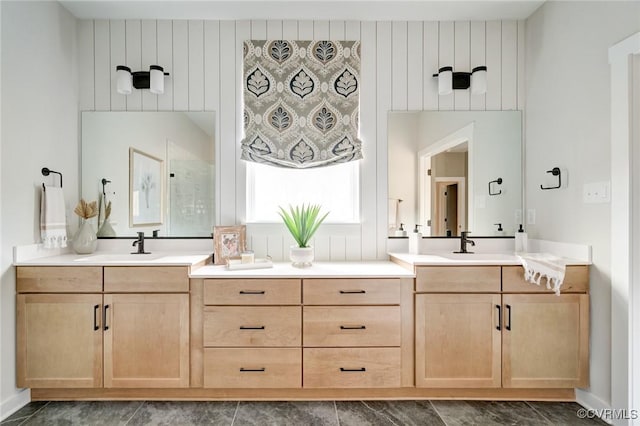 15730 Canoe Pointe Loop, Moseley, VA 23120 - bathroom featuring double vanity and a tile shower