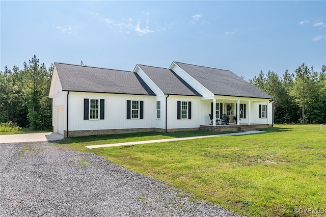 1380 Locust Hill Rd, Aylett, VA 23009 - view of front of property with a porch, a front yard, a shingled roof, and driveway