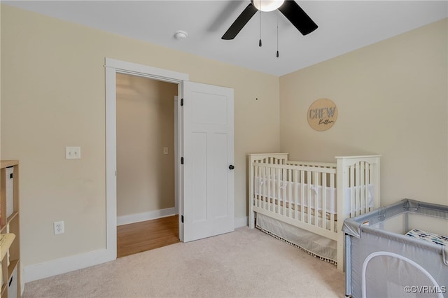1380 Locust Hill Rd, Aylett, VA 23009 - carpeted bedroom with a ceiling fan and a crib