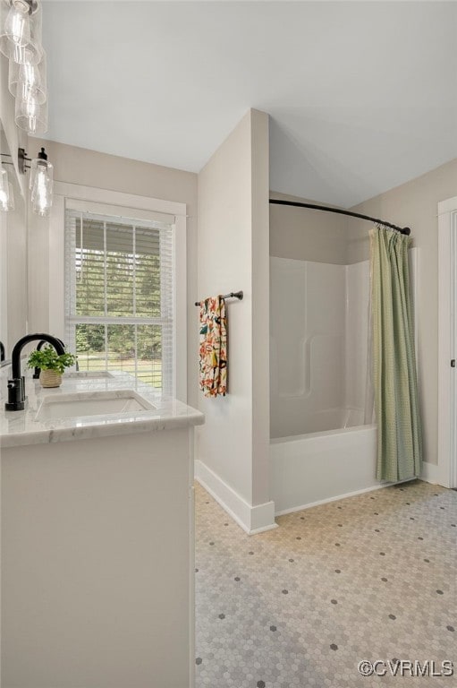 1380 Locust Hill Rd, Aylett, VA 23009 - bathroom with vanity and shower / bathtub combination with curtain