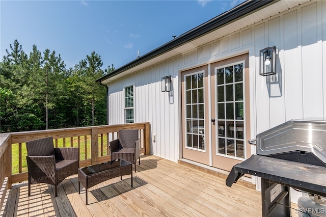 1380 Locust Hill Rd, Aylett, VA 23009 - wooden deck with french doors