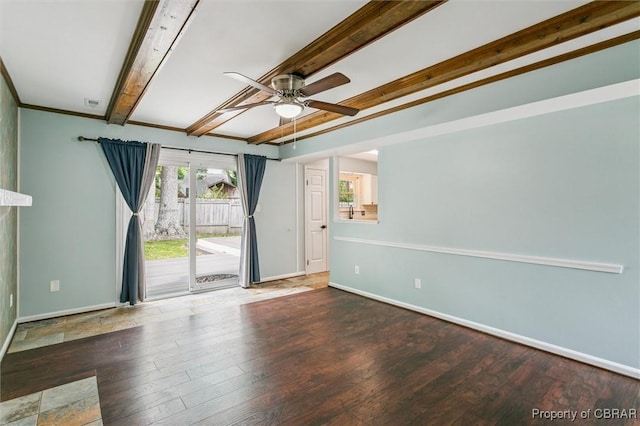 5 Hadley Pl, Newport News, VA 23608 - unfurnished room with a ceiling fan, beamed ceiling, and wood finished floors