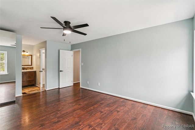 5 Hadley Pl, Newport News, VA 23608 - unfurnished bedroom with wood finished floors, a ceiling fan, and connected bathroom