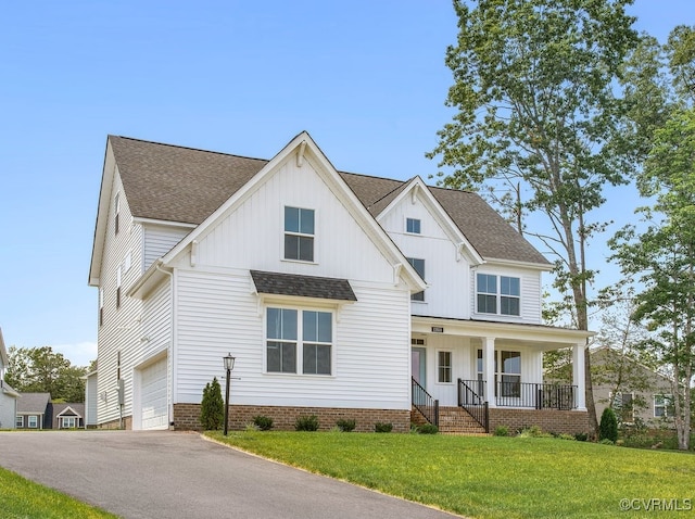 13513 Pinstone Ct, Midlothian, VA 23112 - modern inspired farmhouse with covered porch, board and batten siding, driveway, and an attached garage