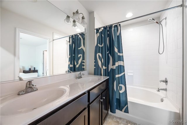 1931 Kennington Park Rd, King William, VA 23009 - bathroom with shower / bath combination with curtain and double vanity