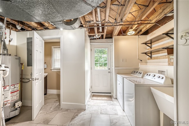 8411 Freestone Ave, Henrico, VA 23229 - washroom with water heater, independent washer and dryer, and electric panel