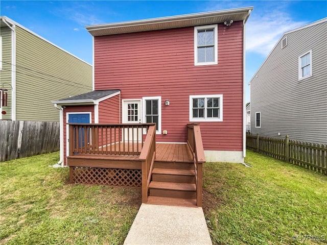 918 N 26th St, Richmond, VA 23223 - rear view of property featuring a fenced backyard and a wooden deck
