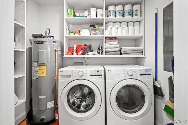 1508 N 29th St, Richmond, VA 23223 - washroom with water heater and washing machine and dryer