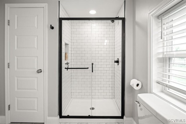 1508 N 29th St, Richmond, VA 23223 - bathroom with a stall shower and recessed lighting