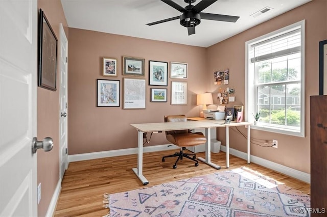 1508 N 29th St, Richmond, VA 23223 - home office featuring light wood finished floors and a ceiling fan