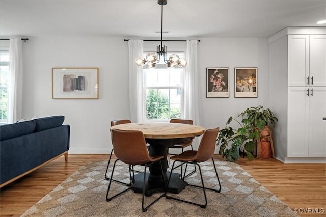 1508 N 29th St, Richmond, VA 23223 - dining space featuring light wood-style flooring and a chandelier