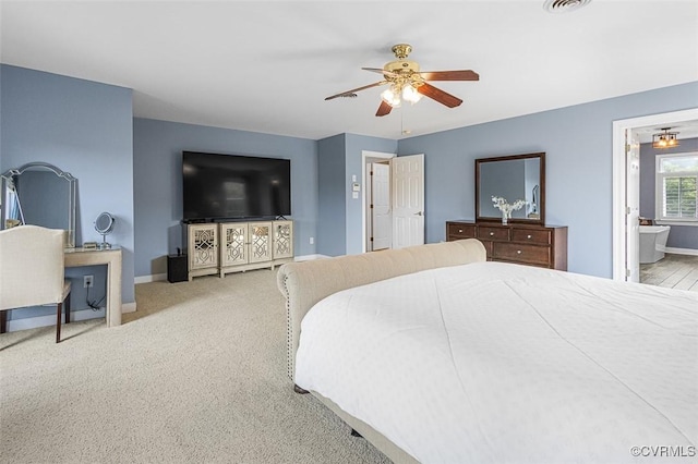 12829 Huntmaster Ln, Henrico, VA 23233 - bedroom featuring connected bathroom, ceiling fan, and carpet floors