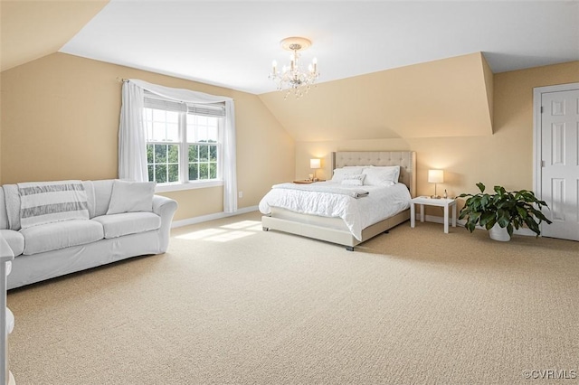12829 Huntmaster Ln, Henrico, VA 23233 - bedroom featuring lofted ceiling, carpet, and a chandelier