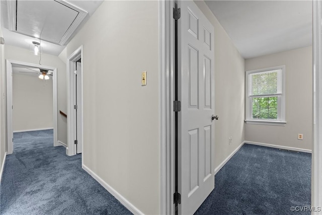 3401 Quail Hill Dr, Chesterfield, VA 23112 - hall featuring attic access and dark carpet