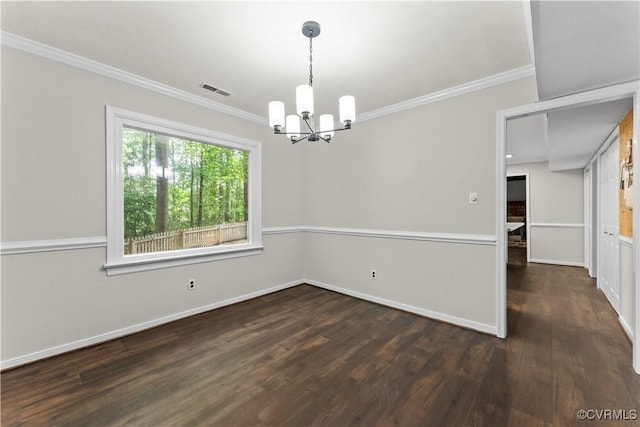 3401 Quail Hill Dr, Chesterfield, VA 23112 - empty room featuring a chandelier, ornamental molding, and wood finished floors