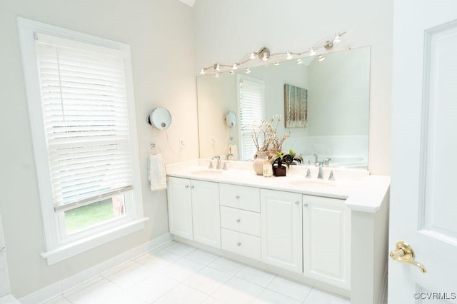 9307 Oak Trl, Ashland, VA 23005 - full bath featuring double vanity, tile patterned floors, and a tub
