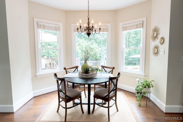9307 Oak Trl, Ashland, VA 23005 - dining space with a chandelier and wood finished floors