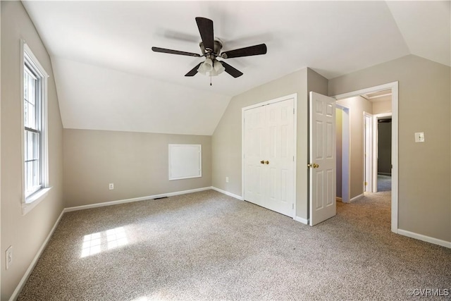 4605 Kingsrow Ct, Glen Allen, VA 23060 - additional living space with vaulted ceiling, carpet flooring, and a ceiling fan