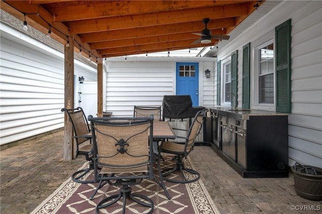 2644 Dorrell Rd, Aylett, VA 23009 - view of patio / terrace featuring grilling area, a ceiling fan, and outdoor dining space