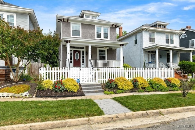 2805 Griffin Ave, Richmond, VA 23222 - traditional style home featuring covered porch, stucco siding, and stairs