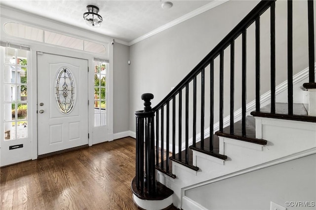 2805 Griffin Ave, Richmond, VA 23222 - entrance foyer with wood finished floors, stairway, and crown molding
