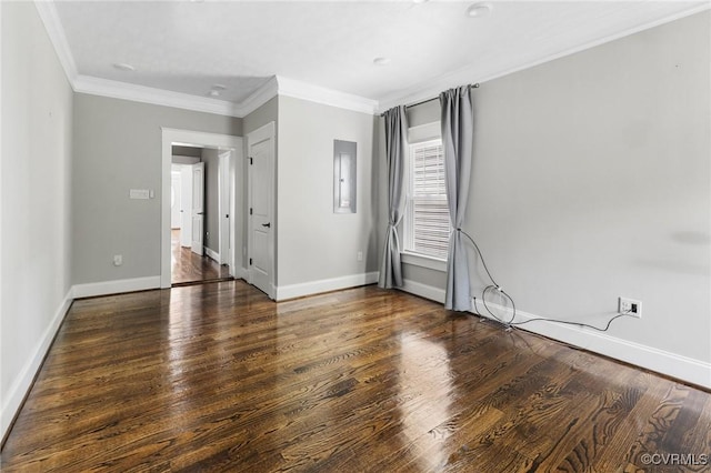 2805 Griffin Ave, Richmond, VA 23222 - empty room featuring wood finished floors, electric panel, and ornamental molding