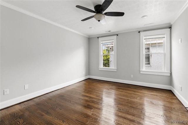 2805 Griffin Ave, Richmond, VA 23222 - spare room with ornamental molding, a ceiling fan, and wood finished floors