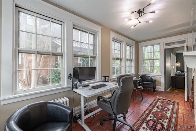 5013 Caledonia Rd, Richmond, VA 23225 - office area featuring tile patterned flooring and radiator heating unit