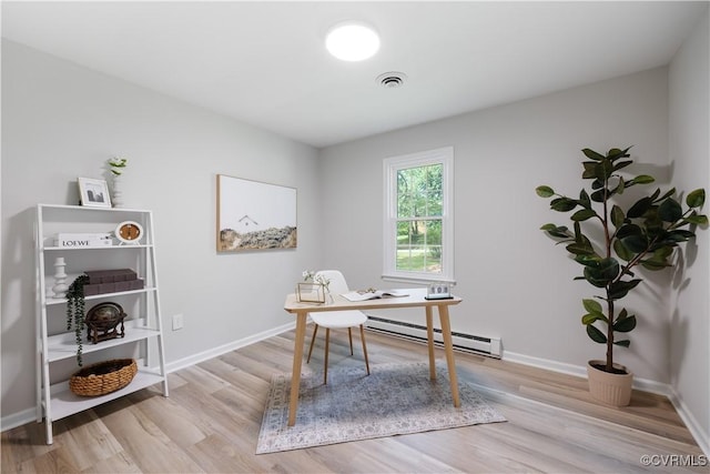 14410 Ranger Rd, Chesterfield, VA 23838 - home office with a baseboard heating unit and wood finished floors