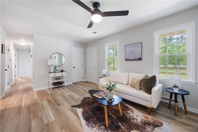 14410 Ranger Rd, Chesterfield, VA 23838 - living area with attic access, light wood-style floors, and ceiling fan