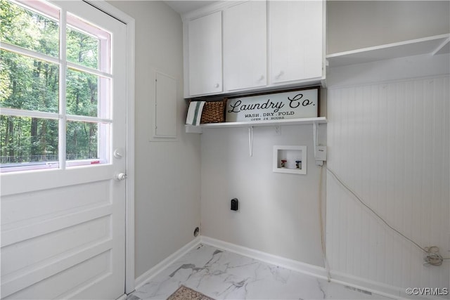 14410 Ranger Rd, Chesterfield, VA 23838 - laundry room featuring washer hookup, cabinet space, plenty of natural light, and hookup for an electric dryer