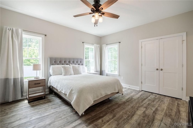 100 Heron Run Dr, Colonial Heights, VA 23834 - bedroom featuring wood finished floors, a ceiling fan, and a closet