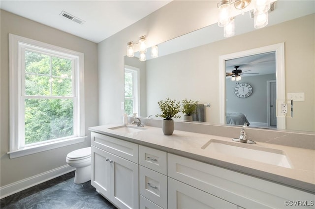 100 Heron Run Dr, Colonial Heights, VA 23834 - full bathroom with double vanity, plenty of natural light, ensuite bathroom, and ceiling fan