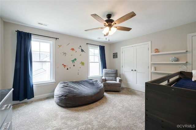 100 Heron Run Dr, Colonial Heights, VA 23834 - carpeted bedroom with a closet and a ceiling fan