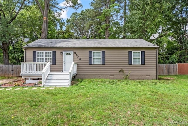 5908 Meadwood Cir, Chesterfield, VA 23234 - view of front of property featuring crawl space and a wooden deck