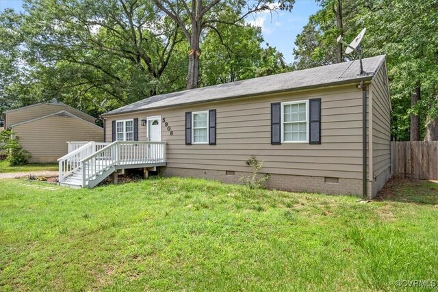 5908 Meadwood Cir, Chesterfield, VA 23234 - view of front of property featuring crawl space and a wooden deck